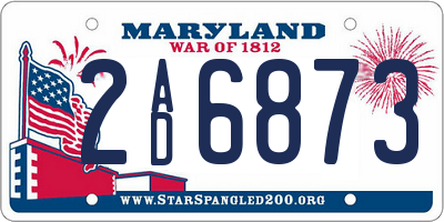 MD license plate 2AD6873