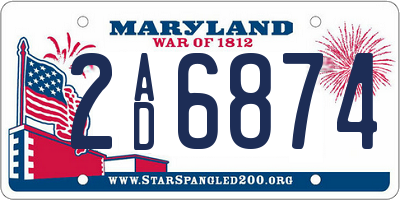 MD license plate 2AD6874