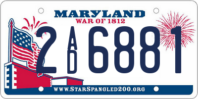MD license plate 2AD6881