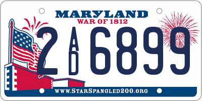 MD license plate 2AD6899