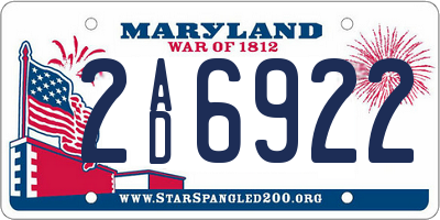MD license plate 2AD6922