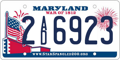 MD license plate 2AD6923