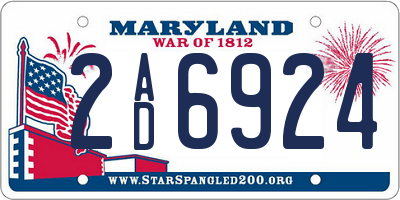 MD license plate 2AD6924