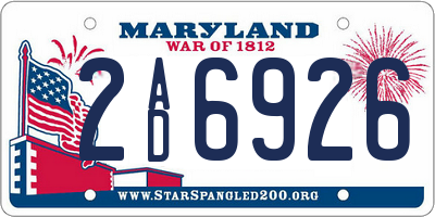 MD license plate 2AD6926