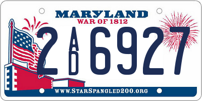 MD license plate 2AD6927