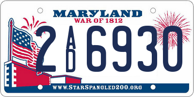 MD license plate 2AD6930