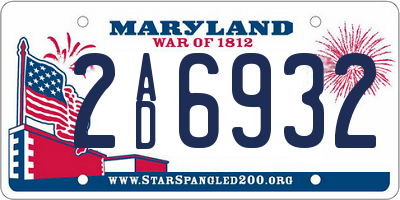 MD license plate 2AD6932