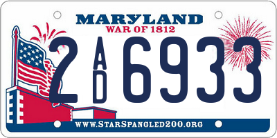 MD license plate 2AD6933