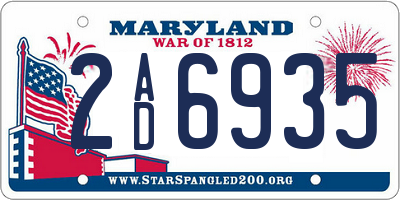 MD license plate 2AD6935