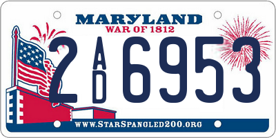 MD license plate 2AD6953