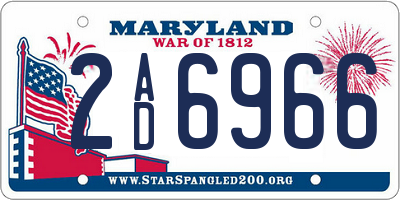 MD license plate 2AD6966