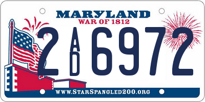 MD license plate 2AD6972
