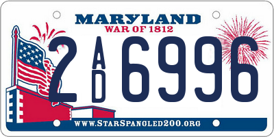 MD license plate 2AD6996