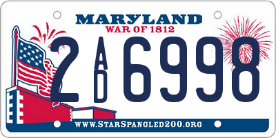 MD license plate 2AD6998