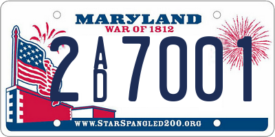 MD license plate 2AD7001