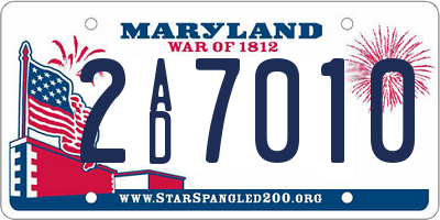 MD license plate 2AD7010