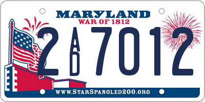 MD license plate 2AD7012
