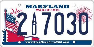 MD license plate 2AD7030
