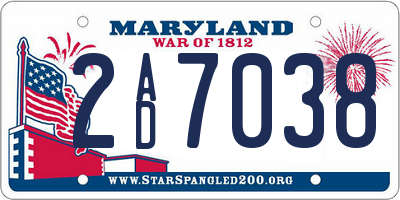 MD license plate 2AD7038