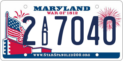 MD license plate 2AD7040