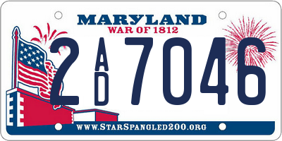 MD license plate 2AD7046