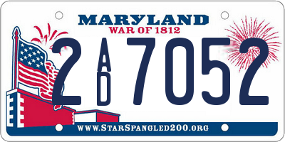 MD license plate 2AD7052