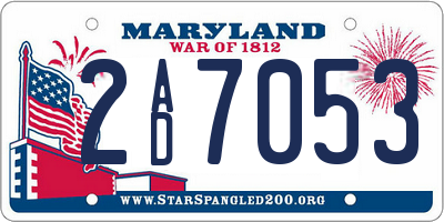 MD license plate 2AD7053