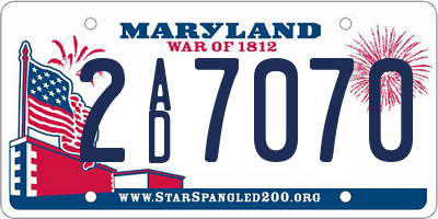 MD license plate 2AD7070
