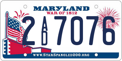 MD license plate 2AD7076