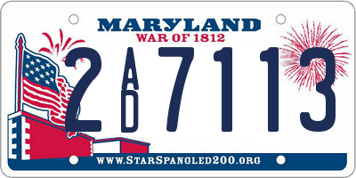 MD license plate 2AD7113
