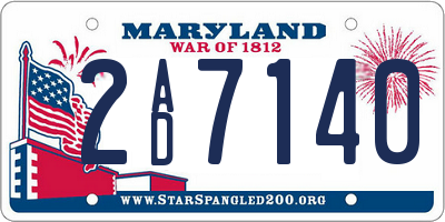 MD license plate 2AD7140