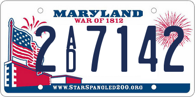 MD license plate 2AD7142