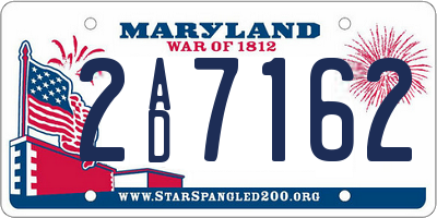 MD license plate 2AD7162