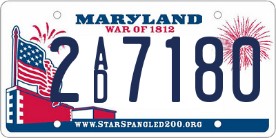 MD license plate 2AD7180