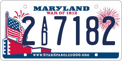 MD license plate 2AD7182