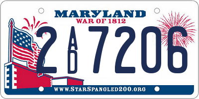 MD license plate 2AD7206