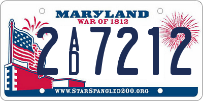 MD license plate 2AD7212