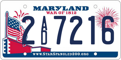 MD license plate 2AD7216