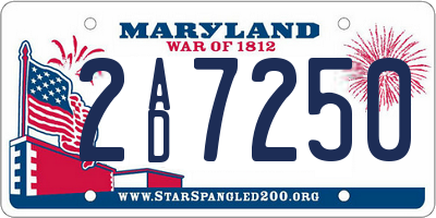 MD license plate 2AD7250