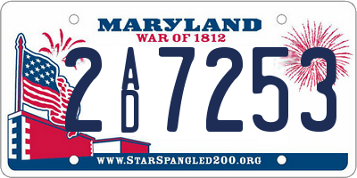 MD license plate 2AD7253