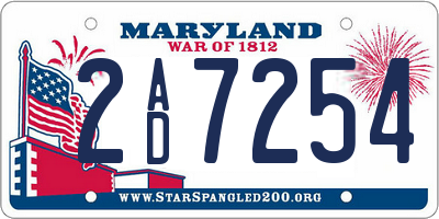 MD license plate 2AD7254