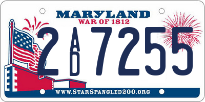 MD license plate 2AD7255