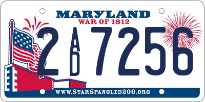 MD license plate 2AD7256