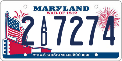 MD license plate 2AD7274
