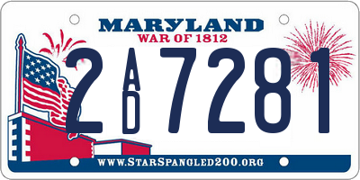 MD license plate 2AD7281