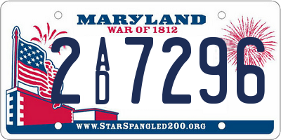 MD license plate 2AD7296