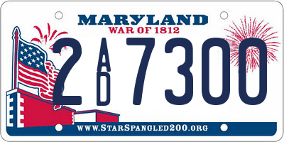 MD license plate 2AD7300