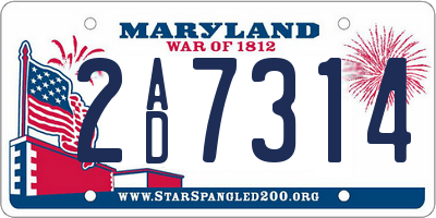 MD license plate 2AD7314