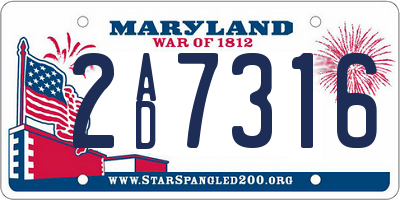 MD license plate 2AD7316