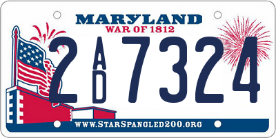 MD license plate 2AD7324
